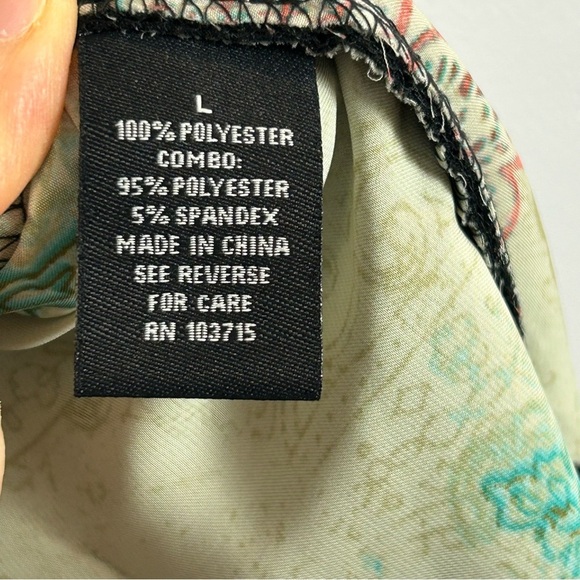 Zac & Rachel Floral Print Women's Top - Green and Black Size Large - Picture 7 of 8